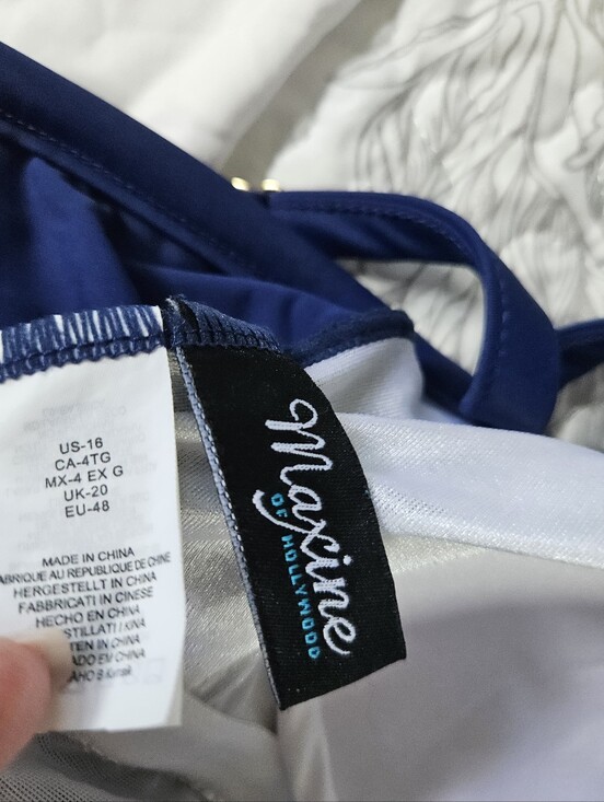 Maxine of Hollywood Other - Maxine of Hollywood Navy & White Swim Suit with Gold Accent